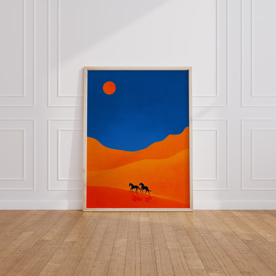 Poster chevaux dans le désert - Ombres sauvages et grands espaces — Vierge - living-room