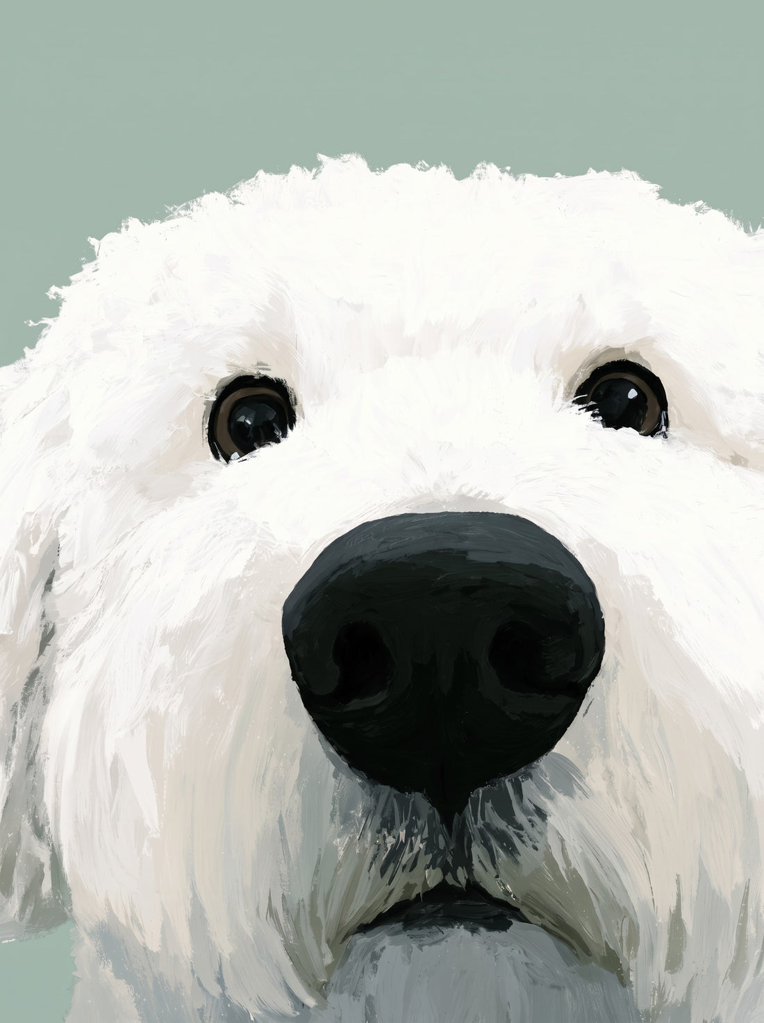 Poster Chien blanc - Compagnon fidèle au regard apaisant