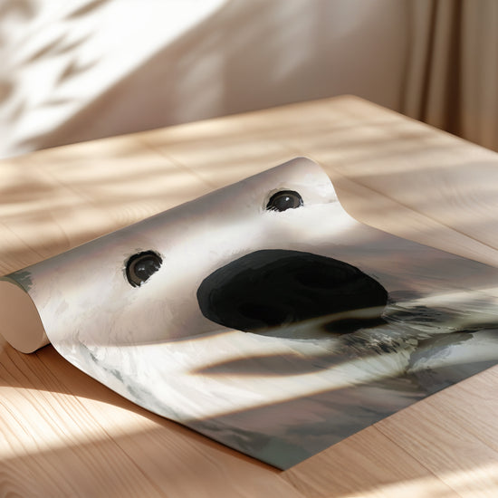 Poster Chien blanc - Compagnon fidèle au regard apaisant — Vierge - poster-enroullé