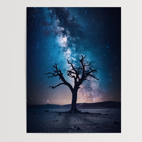 Poster Ciel africain étoilé - Arbre solitaire sous la Voie lactée — Vierge - poster-presentation-produit