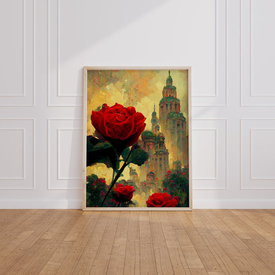 Poster Cité de Roses - Ville féerique au cœur des rosiers — Vierge - living-room