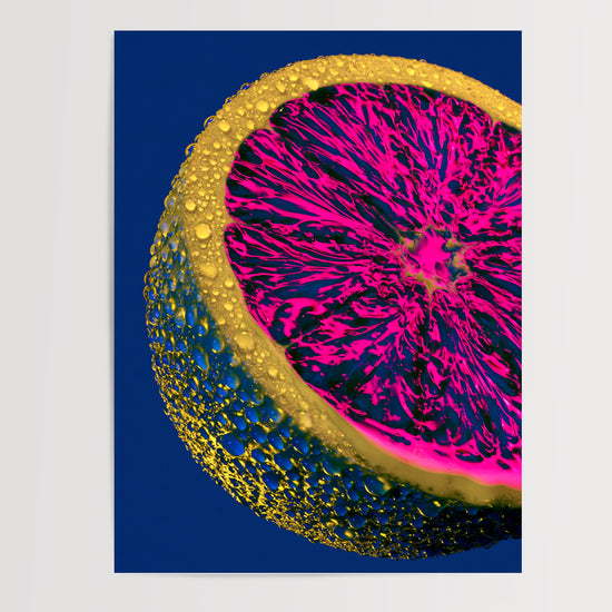 Poster Citron pop art - Fuchsia électrique et bleu profond pour cuisine pétillante — Vierge - poster-presentation-produit