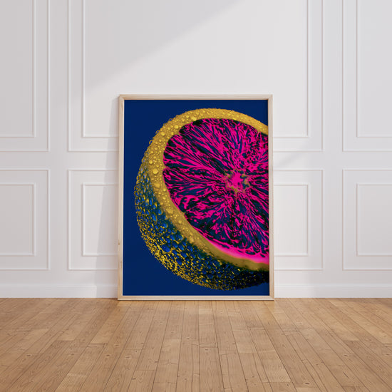 Poster Citron pop art - Fuchsia électrique et bleu profond pour cuisine pétillante — Vierge - living-room