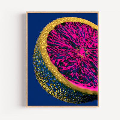 Poster Citron pop art - Fuchsia électrique et bleu profond pour cuisine pétillante