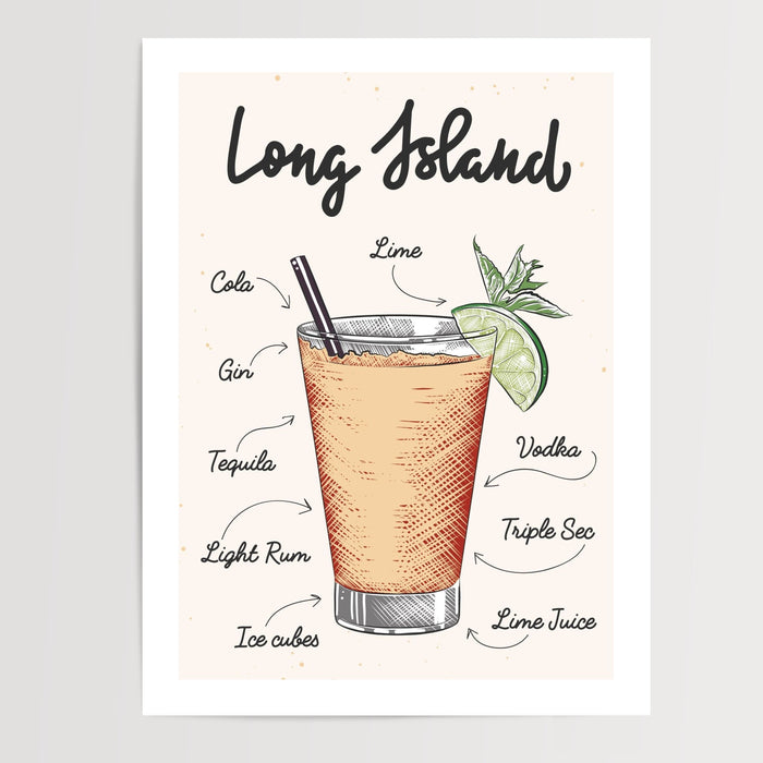 Poster Cocktail Long Island - Éclat fruité et esprit de fête — Vierge - poster-presentation-produit — passe-partout blanc