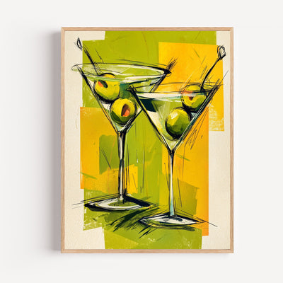 Poster Cocktail Martini - L'esprit festif d'un bar en couleurs