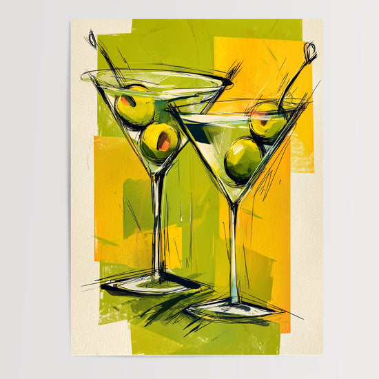 Poster Cocktail Martini - L'esprit festif d'un bar en couleurs — Vierge - poster-presentation-produit