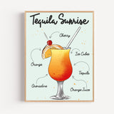 Poster Cocktail Tequila Sunrise - Dégradé solaire et esprit vacances
