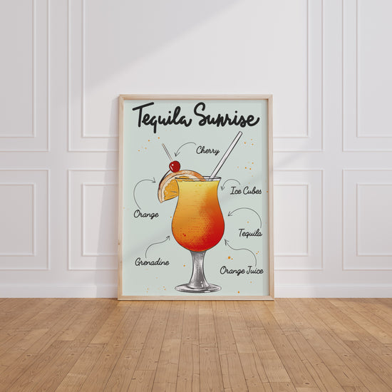 Poster Cocktail Tequila Sunrise - Dégradé solaire et esprit vacances — Vierge - living-room