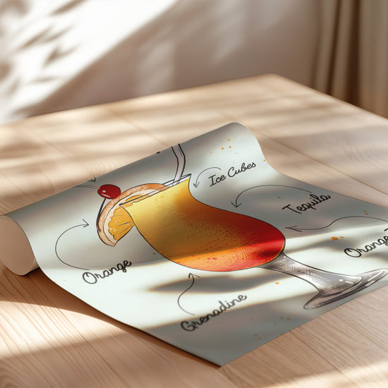 Poster Cocktail Tequila Sunrise - Dégradé solaire et esprit vacances — Vierge - poster-enroullé