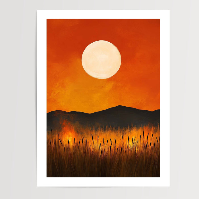 Poster Coucher de soleil - Lumière douce d'une fin de journée paisible — Vierge - poster-presentation-produit — passe-partout blanc