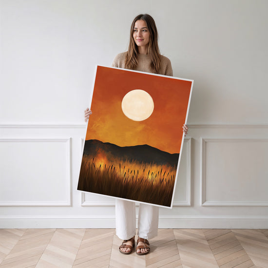 Poster Coucher de soleil - Lumière douce d'une fin de journée paisible — Vierge - poster-femme-debout