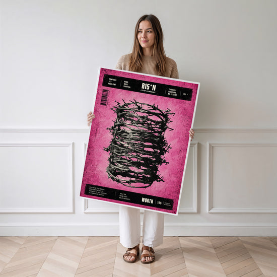 Poster Couronne d'épines - Manifeste street art rose magenta — Vierge - poster-femme-debout