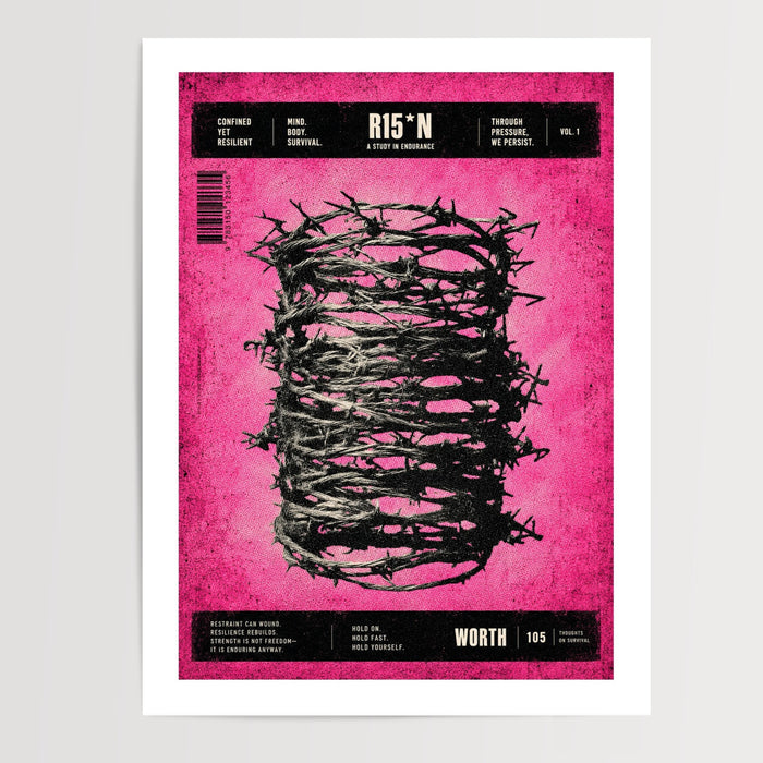 Poster Couronne d'épines - Manifeste street art rose magenta — Vierge - poster-presentation-produit — passe-partout blanc