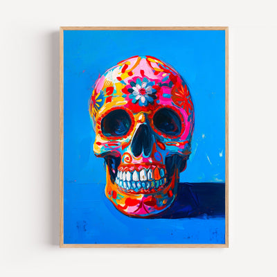 Poster Crâne mexicain - Explosion de couleurs et de caractère