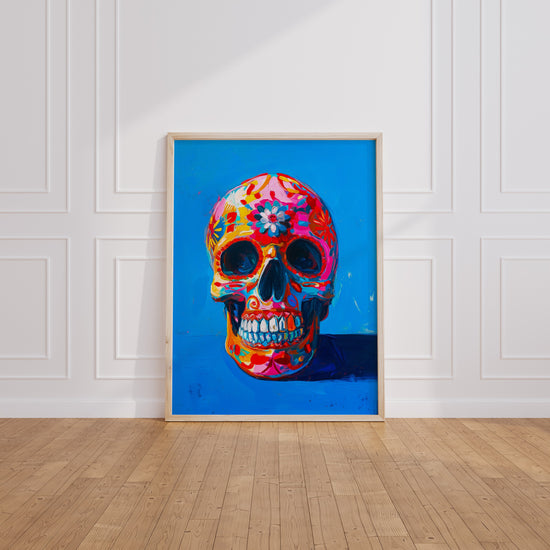 Poster Crâne mexicain - Explosion de couleurs et de caractère — Vierge - living-room