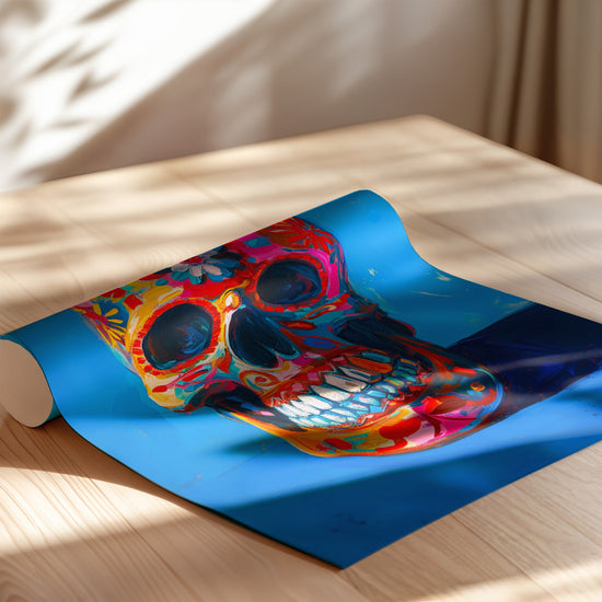 Poster Crâne mexicain - Explosion de couleurs et de caractère — Vierge - poster-enroullé