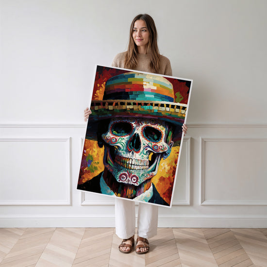Poster Crâne mexicain - Festival de couleurs au cœur du Mexique — Vierge - poster-femme-debout