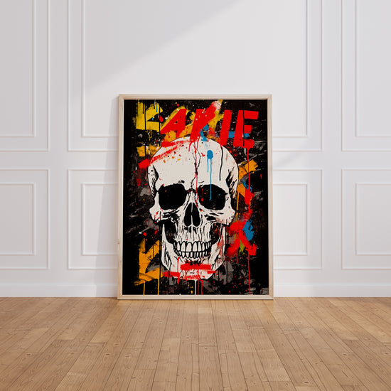 Poster Crâne urbain - L'attitude rebelle en couleurs — Vierge - living-room