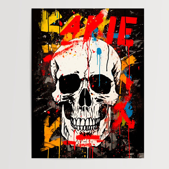 Poster Crâne urbain - L'attitude rebelle en couleurs — Vierge - poster-presentation-produit
