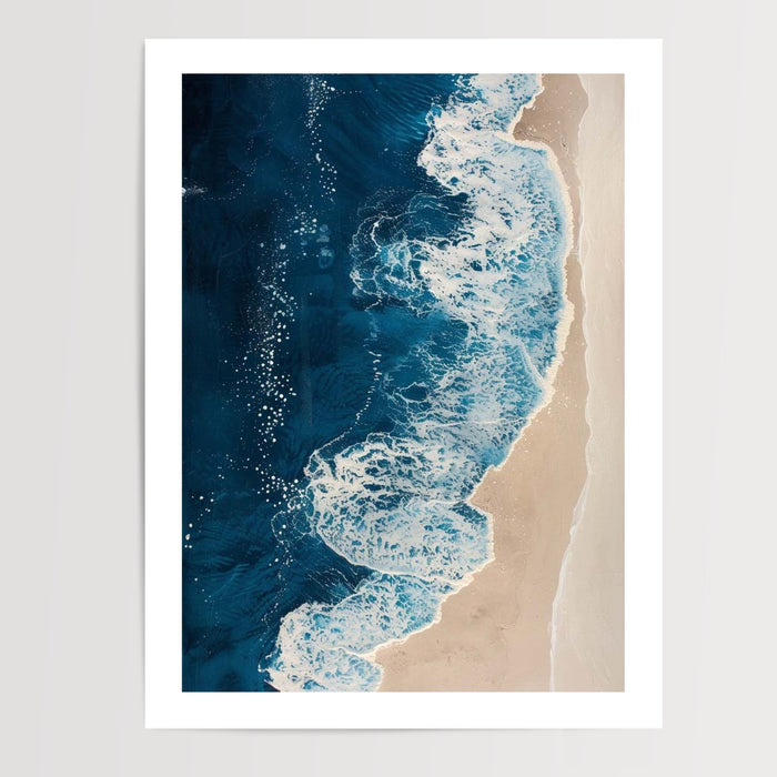 Poster Écume marine - Souffle du grand large et sable doré — Vierge - poster-presentation-produit — passe-partout blanc