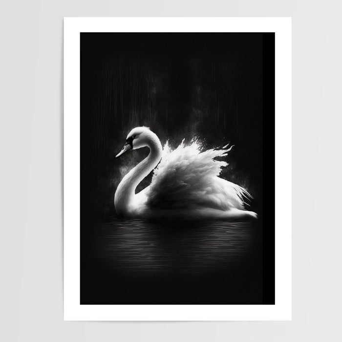 Poster Cygne - Grâce épurée en noir et blanc — Vierge - poster-presentation-produit — passe-partout blanc