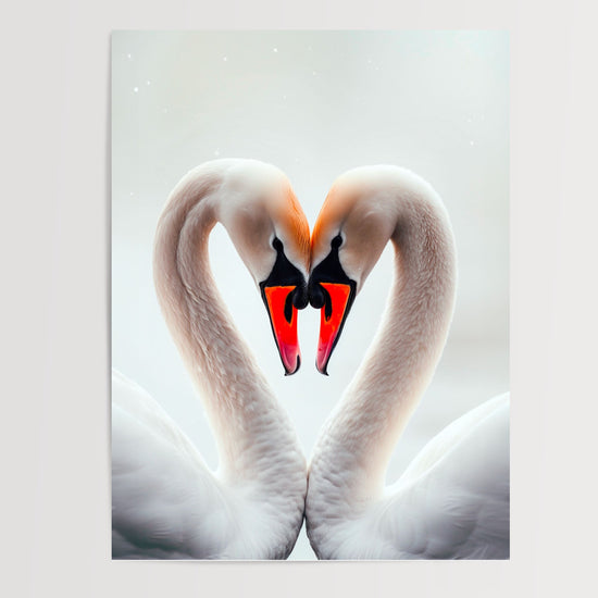 Poster Cygnes amoureux - Deux cous qui dessinent un cœur — Vierge - poster-presentation-produit