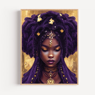 Wandbild/Kunstdruck: Göttin in Schwarz-Gold mit mystischer Aura