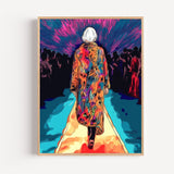 Poster Défilé de mode - Silhouette et couleurs sur le podium