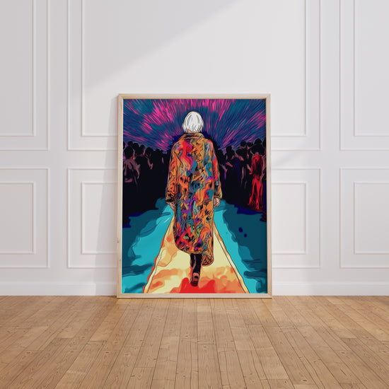 Poster Défilé de mode - Silhouette et couleurs sur le podium — Vierge - living-room