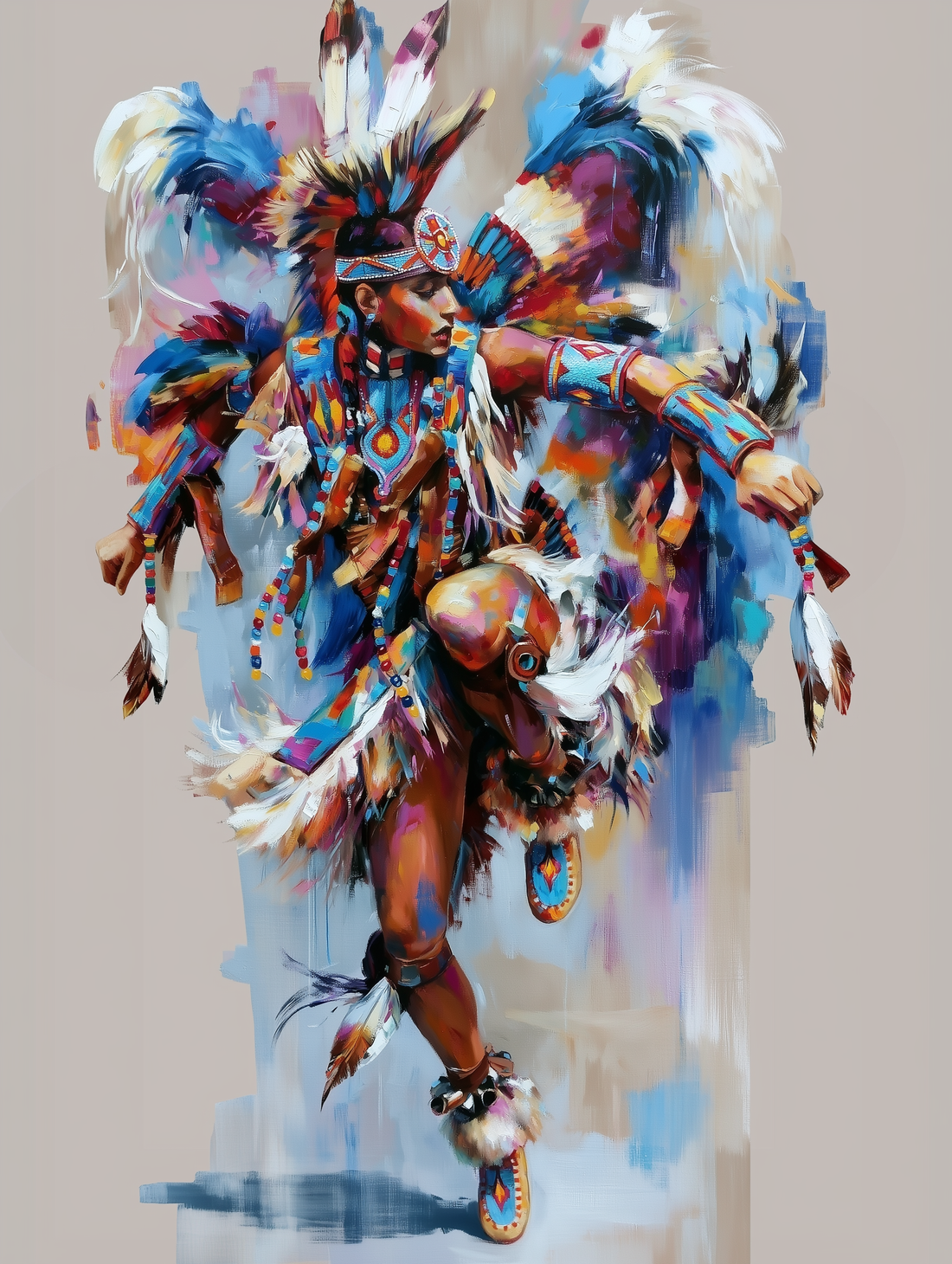 Poster Danseur amérindien - Rituel sacré et tourbillon de couleurs