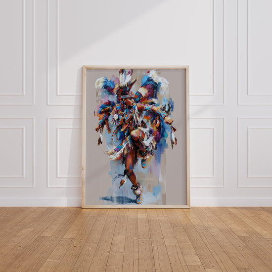 Poster Danseur amérindien - Rituel sacré et tourbillon de couleurs — Vierge - living-room