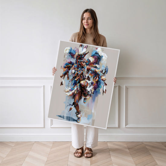 Poster Danseur amérindien - Rituel sacré et tourbillon de couleurs — Vierge - poster-femme-debout