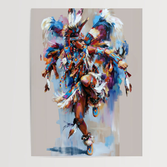 Poster Danseur amérindien - Rituel sacré et tourbillon de couleurs — Vierge - poster-presentation-produit