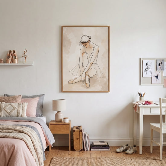 Poster Danseuse ballerine - Grâce délicate et rêves de scène chambre fille — Décor sur-mesure (IA)