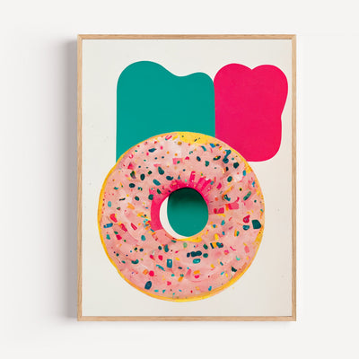 Poster Donut gourmand - Glaçage rose et pépites pleines de pep's