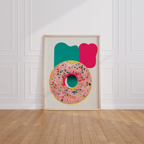 Poster Donut gourmand - Glaçage rose et pépites pleines de pep's — Vierge - living-room