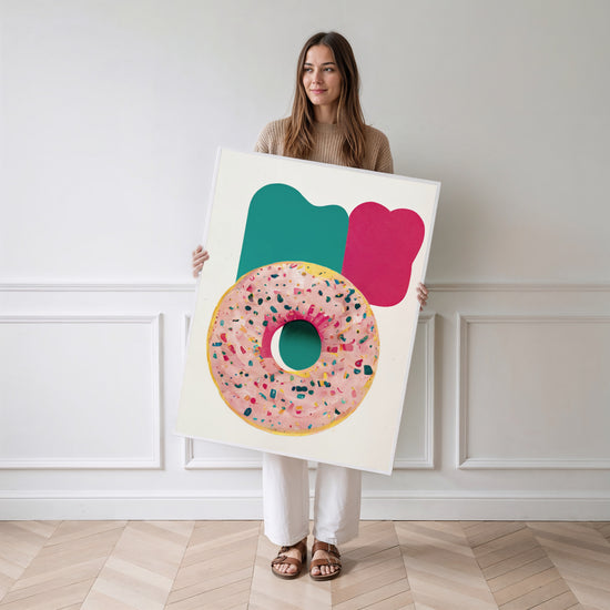 Poster Donut gourmand - Glaçage rose et pépites pleines de pep's — Vierge - poster-femme-debout