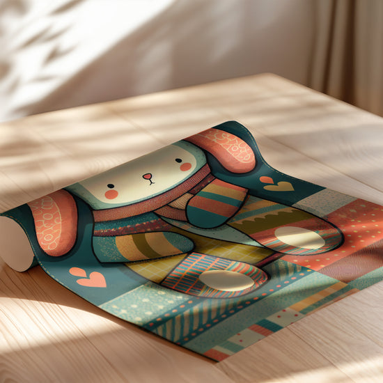 Poster Doudou patchwork - Tendre compagnon pour la chambre de bébé — Vierge - poster-enroullé