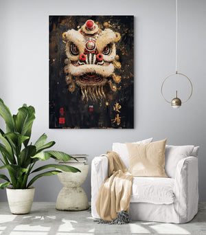 living room, white comfortable armchair, beige cushion and throw, modern side table, large green plant, bright white room, Chinese artwork.