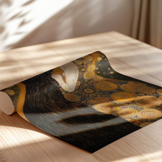 Poster Duo de chats - Tendre baiser doré façon Klimt — Vierge - poster-enroullé