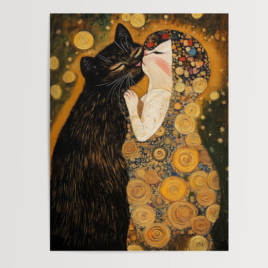 Poster Duo de chats - Tendre baiser doré façon Klimt — Vierge - poster-presentation-produit