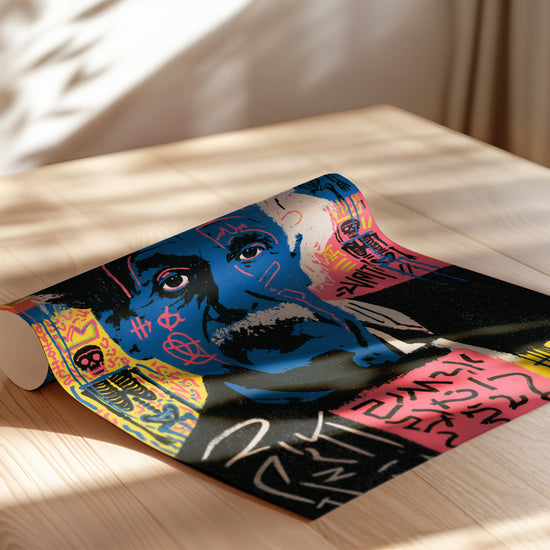 Poster Einstein Street Art - Le génie revisité en couleurs néon — Vierge - poster-enroullé