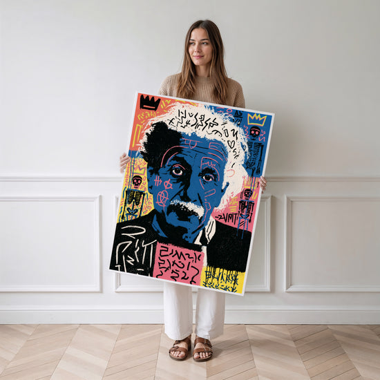 Poster Einstein Street Art - Le génie revisité en couleurs néon — Vierge - poster-femme-debout