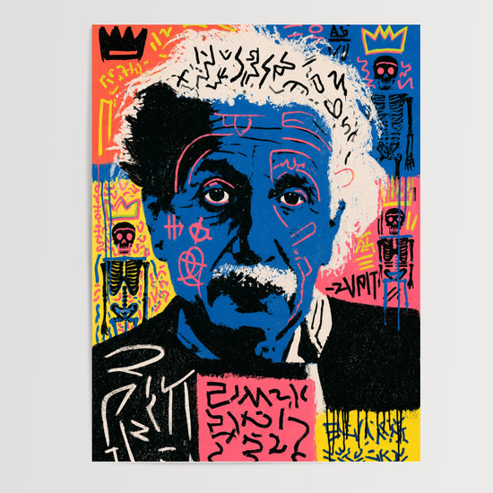 Poster Einstein Street Art - Le génie revisité en couleurs néon — Vierge - poster-presentation-produit