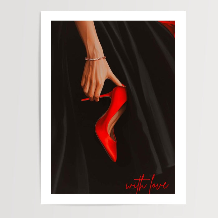 Poster Escarpin rouge - Glamour et sensualité en un geste — Vierge - poster-presentation-produit — passe-partout blanc