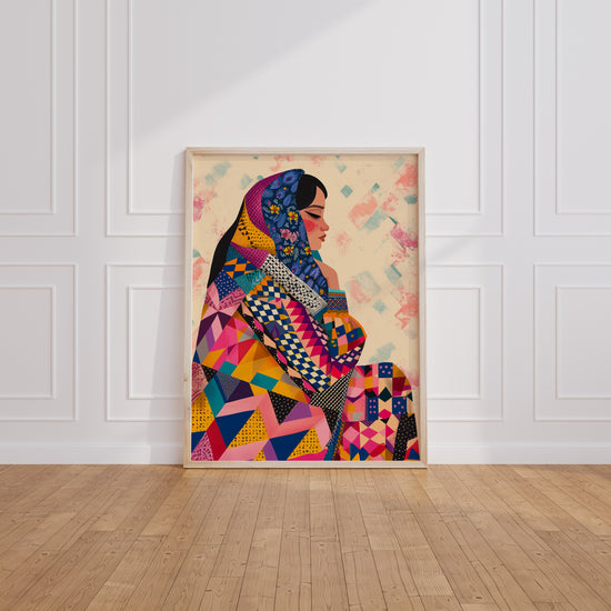 Poster Femme afghane - Regard voyageur aux couleurs vives — Vierge - living-room