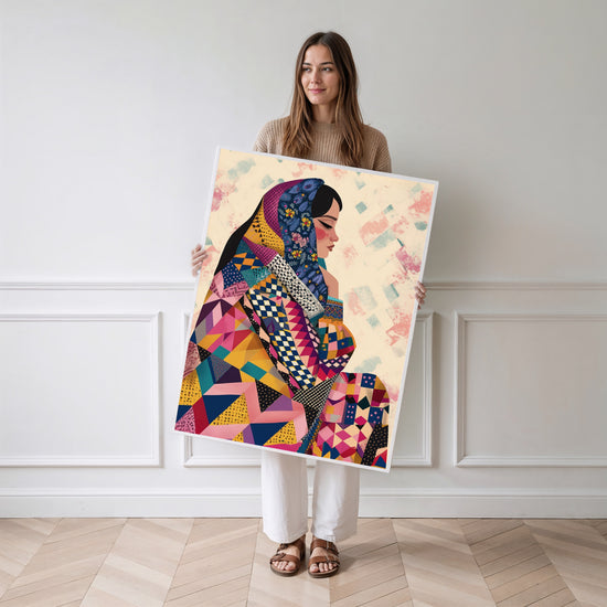 Poster Femme afghane - Regard voyageur aux couleurs vives — Vierge - poster-femme-debout