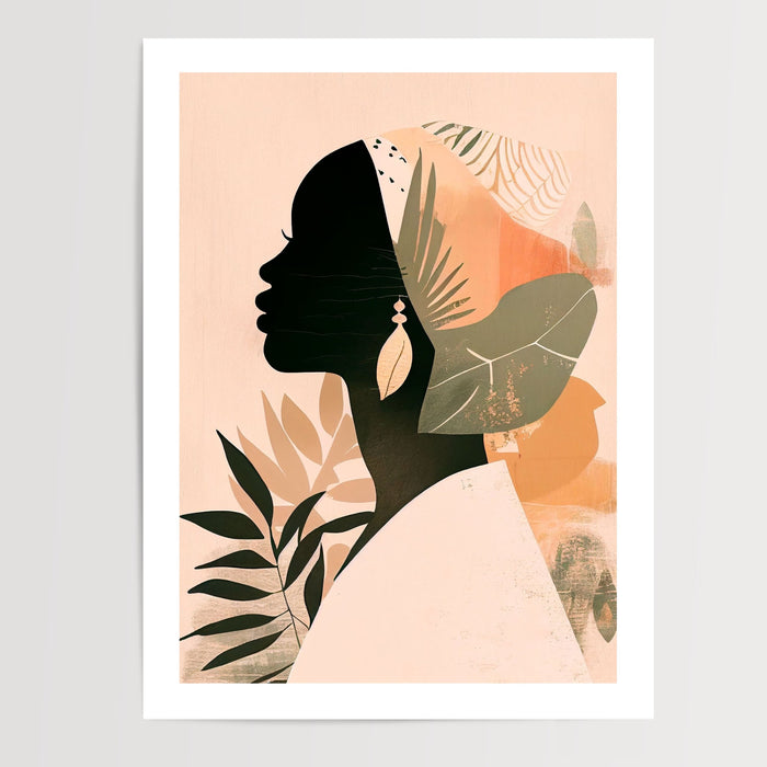 Poster Femme africaine - Douceur bohème et sérénité apaisante — Vierge - poster-presentation-produit — passe-partout blanc