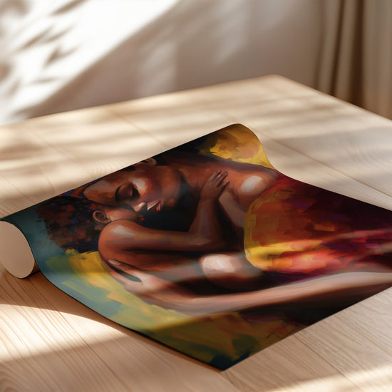 Poster Femme africaine et bébé - L'étreinte tendre d'une mère — Vierge - poster-enroullé
